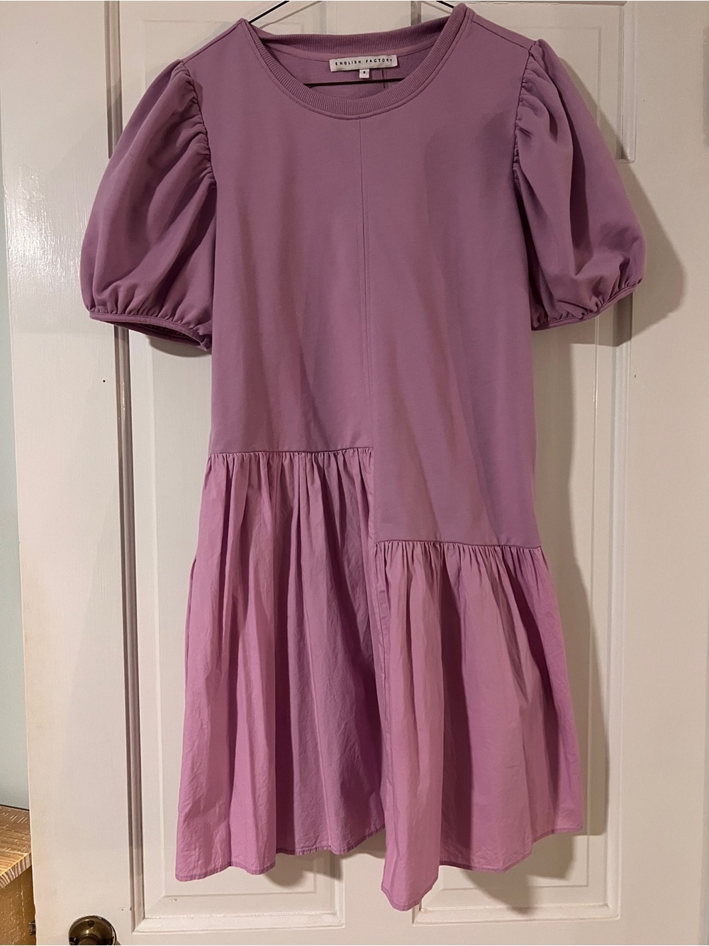 English Factory Lilac Puff Sleeve Tiered Dress for Girls